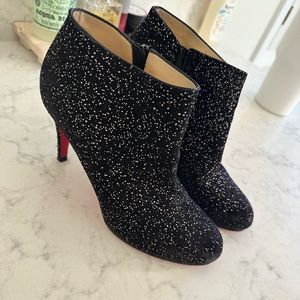 Christian Louboutin Suede Belle Crosta Meteor Embellished Ankle Boots - 36.5